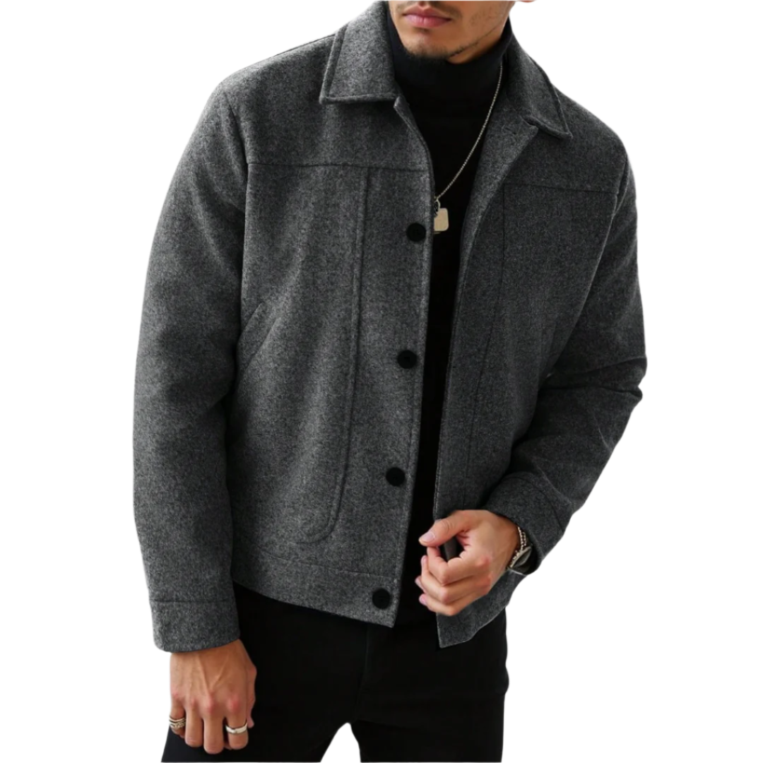 Jaqueta Masculina Monzzani MZ796 com lã, punhos ajustáveis! Perfeita para homens, ideal no outono/inverno com estilo e conforto.