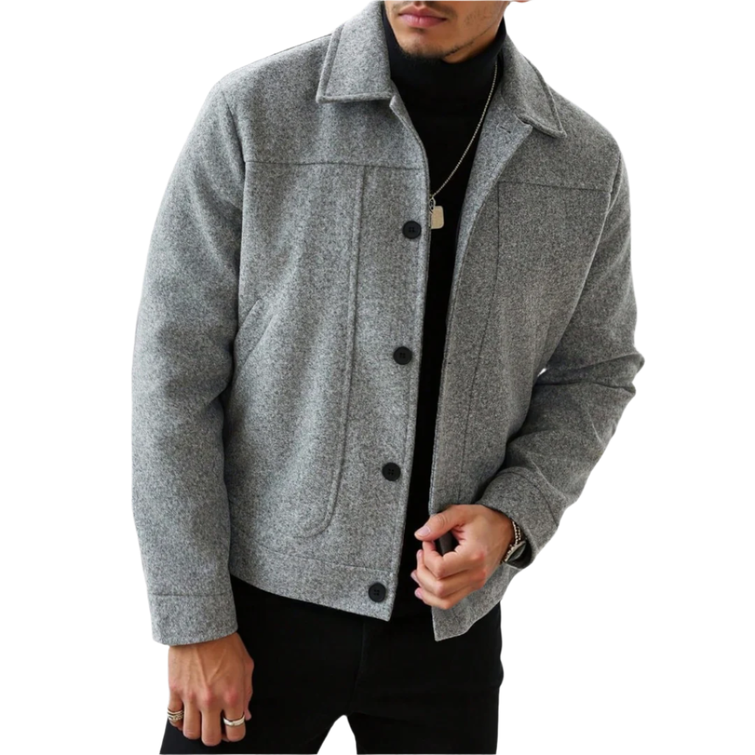 Jaqueta Masculina Monzzani MZ796 com lã, punhos ajustáveis! Perfeita para homens, ideal no outono/inverno com estilo e conforto.