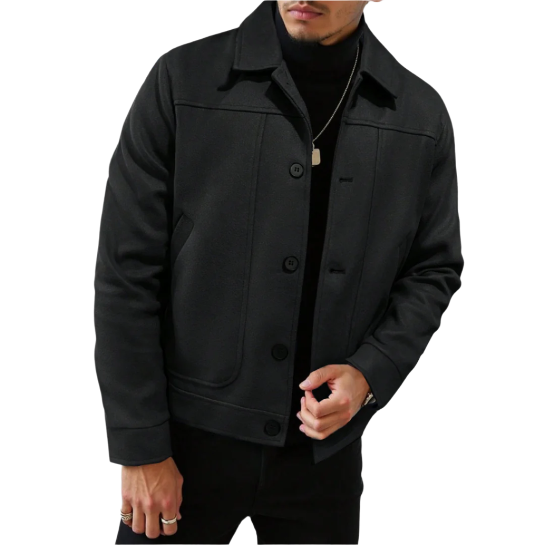 Jaqueta Masculina Monzzani MZ796 com lã, punhos ajustáveis! Perfeita para homens, ideal no outono/inverno com estilo e conforto.