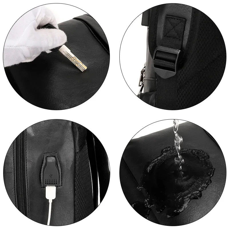 Mochila Executiva Monzzani MZ803 em couro, com alças acolchoadas, acabamento refinado e compartimento para notebook.