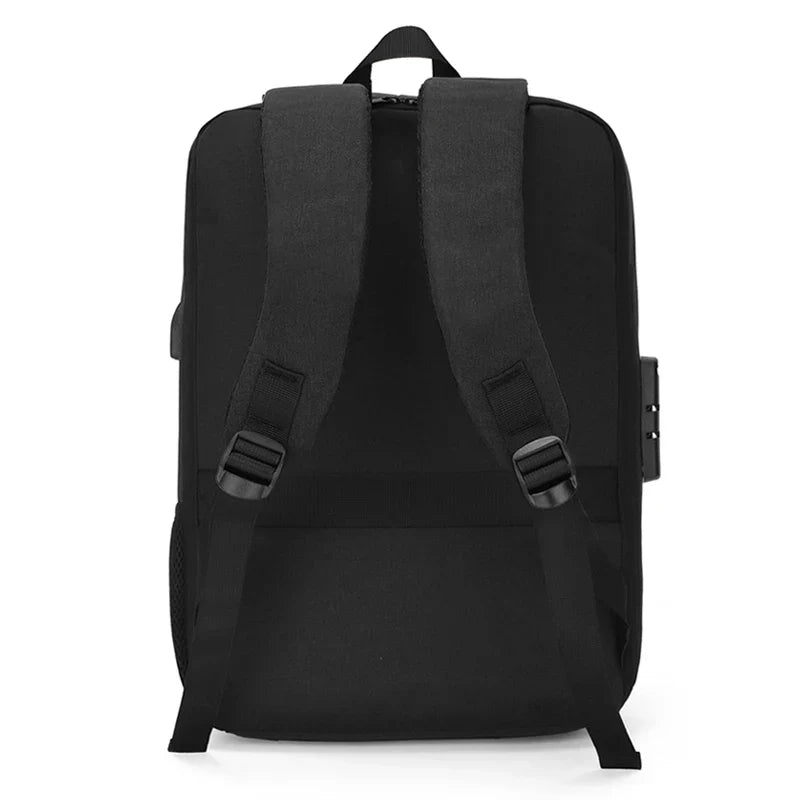 Mochila Executiva Monzzani MZ804 com porta USB, cadeado de senha, alças acolchoadas e compartimento para notebook.