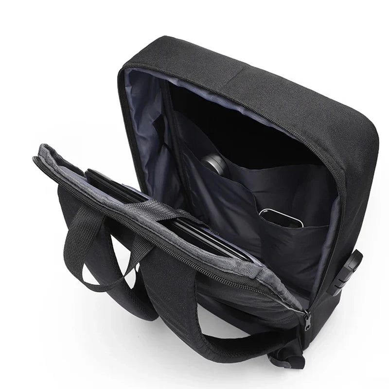 Mochila Executiva Monzzani MZ804 com porta USB, cadeado de senha, alças acolchoadas e compartimento para notebook.