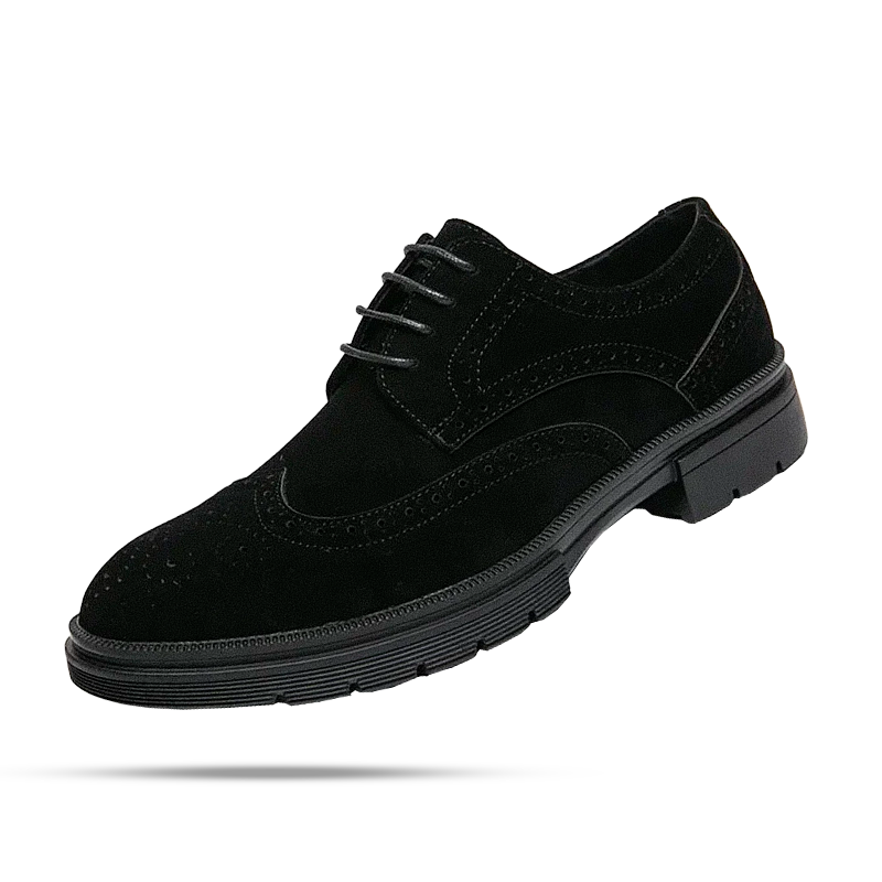 Sapato masculino Derby Monzzani MZ909 em camurça, com solado tratorado e plataforma de 4 cm, ideal para looks sociais e casuais com estilo e conforto.