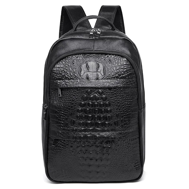 Mochila Executiva em Couro Monzzani MZ801 preta com design clássico, alças acolchoadas e compartimento para notebook.