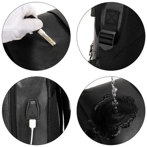 Mochila Executiva Monzzani MZ803 em couro, com alças acolchoadas, acabamento refinado e compartimento para notebook.