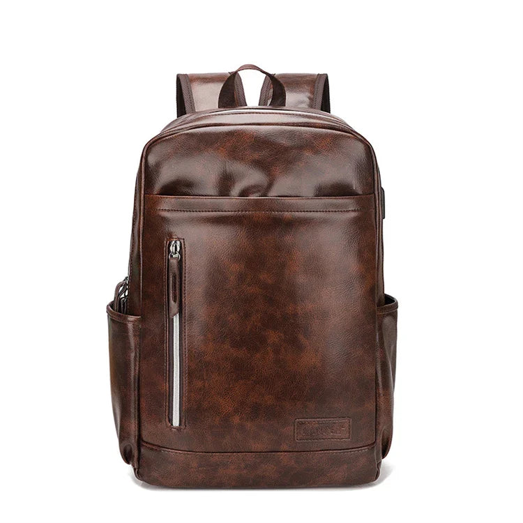 Mochila Executiva em Couro Monzzani MZ805 com design clássico, compartimento para notebook e alças acolchoadas.