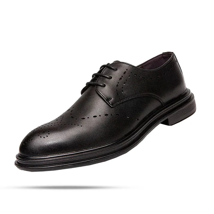 Sapato masculino Derby Monzzani MZ922 em couro premium com cadarço trançado e plataforma de 4 cm, design elegante para ocasiões sociais e casuais.