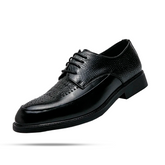 Sapato masculino Derby Monzzani MZ913 em couro texturizado em escamas, design elegante com plataforma de 4 cm, ideal para looks formais e casuais.